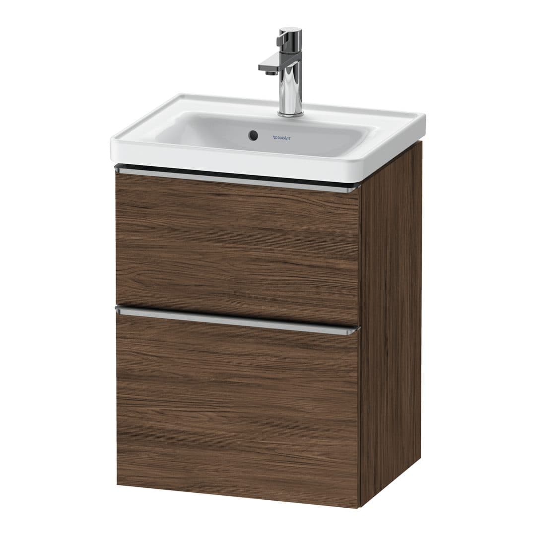 Duravit D-Neo – Έπιπλο Νιπτήρα – 484 mm, 2 συρτάρια, νιπτήρας κέντρο, 484 x 372 x 625 mm, Stainless steel Brushed – Walnut dark Matt, Decor (DE4350070210000)