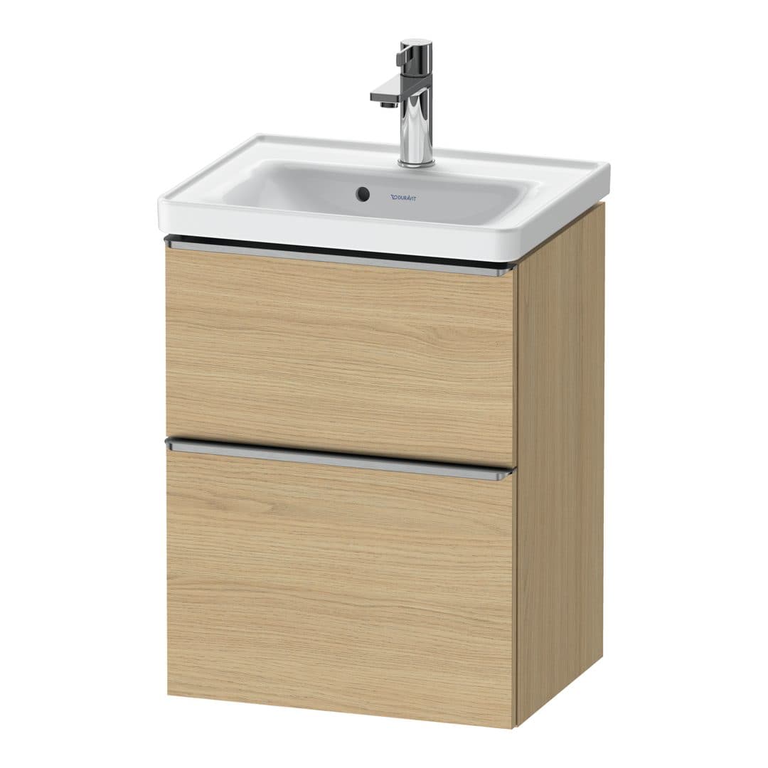 Duravit D-Neo – Έπιπλο Νιπτήρα – 484 mm, 2 συρτάρια, νιπτήρας κέντρο, 484 x 372 x 625 mm, Stainless steel Brushed – Natural oak, Decor (DE4350070300000)