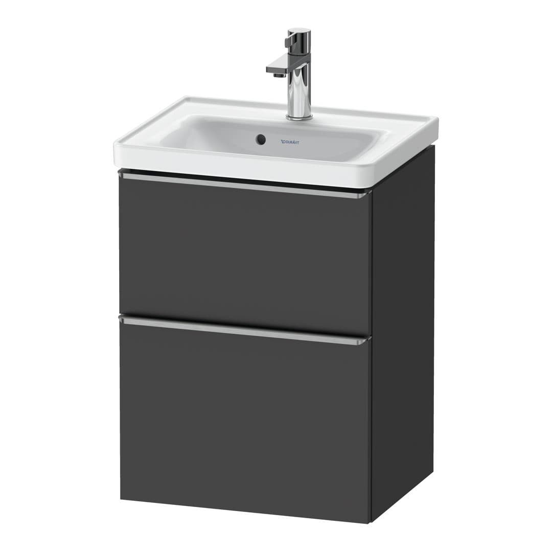 Duravit D-Neo – Έπιπλο Νιπτήρα – 484 mm, 2 συρτάρια, νιπτήρας κέντρο, 484 x 372 x 625 mm, Stainless steel Brushed – Graphite Matt, Decor (DE4350070490000)
