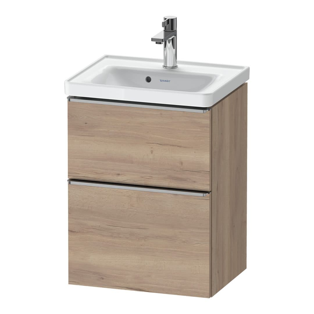 Duravit D-Neo – Έπιπλο Νιπτήρα – 484 mm, 2 συρτάρια, νιπτήρας κέντρο, 484 x 372 x 625 mm, Stainless steel Brushed – Marbled Oak Matt, Decor (DE4350070550000)