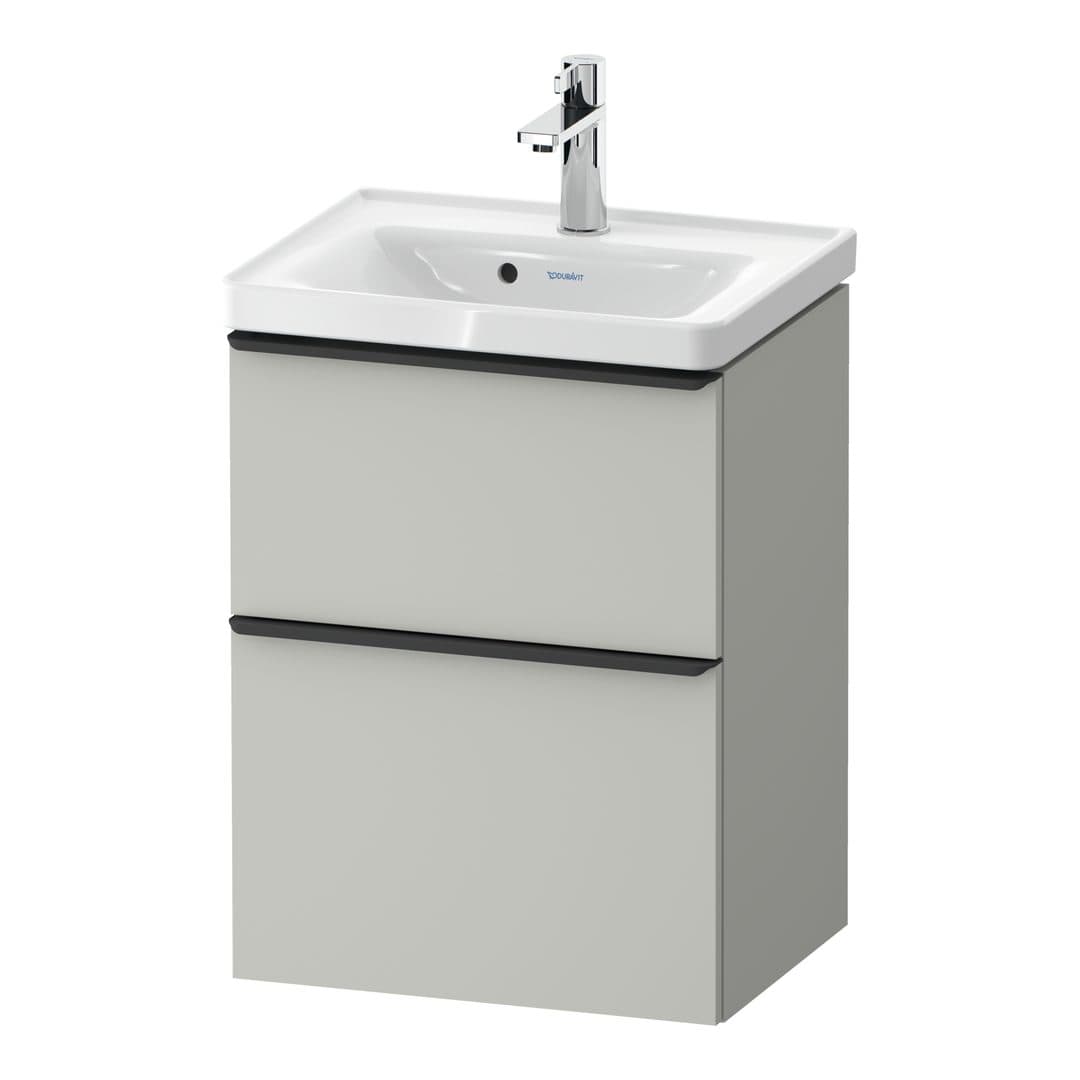 Duravit D-Neo – Έπιπλο Νιπτήρα – 484 mm, 2 συρτάρια, νιπτήρας κέντρο, 484 x 372 x 625 mm, Diamond black Matt – Concrete grey Matt, Decor (DE43500BD070000)