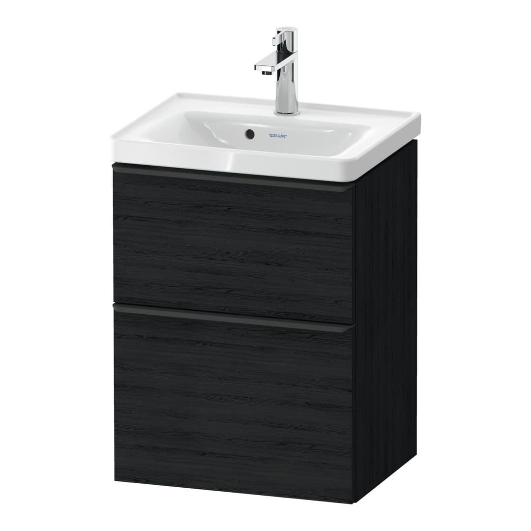 Duravit D-Neo – Έπιπλο Νιπτήρα – 484 mm, 2 συρτάρια, νιπτήρας κέντρο, 484 x 372 x 625 mm, Diamond black Matt – Black oak Matt, Decor (DE43500BD160000)