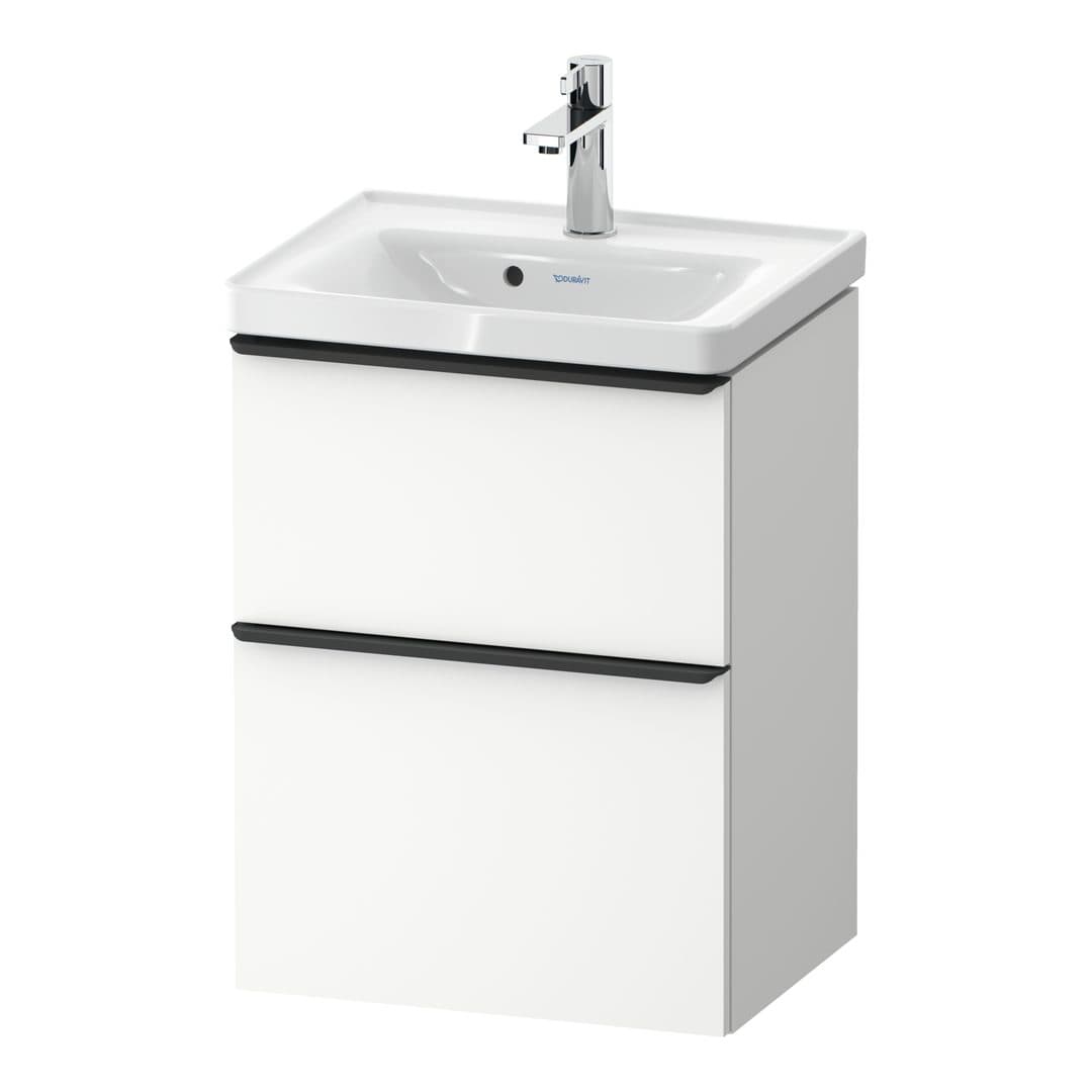 Duravit D-Neo – Έπιπλο Νιπτήρα – 484 mm, 2 συρτάρια, νιπτήρας κέντρο, 484 x 372 x 625 mm, Diamond black Matt – White Matt, Decor (DE43500BD180000)
