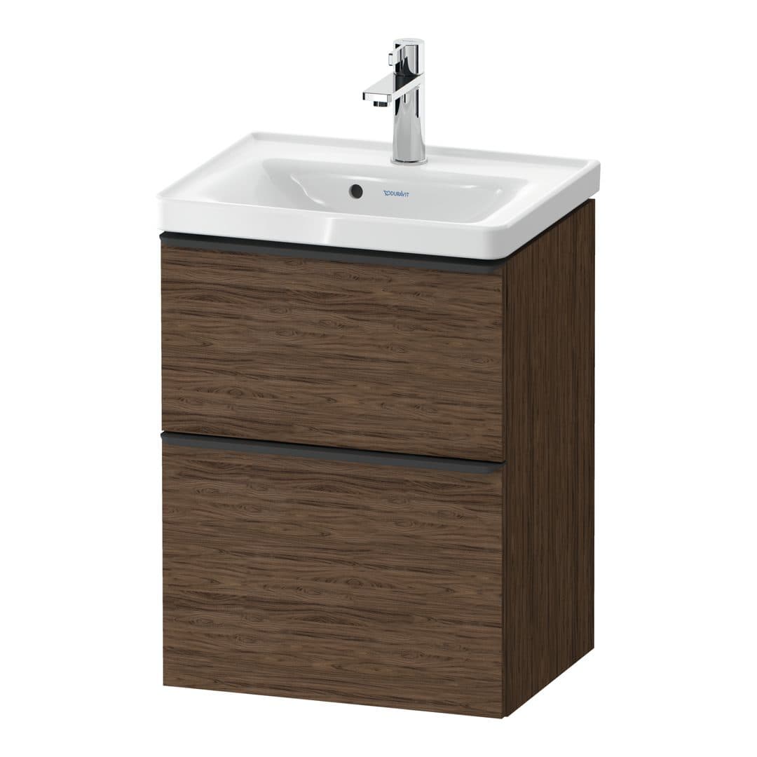 Duravit D-Neo – Έπιπλο Νιπτήρα – 484 mm, 2 συρτάρια, νιπτήρας κέντρο, 484 x 372 x 625 mm, Diamond black Matt – Walnut dark Matt, Decor (DE43500BD210000)