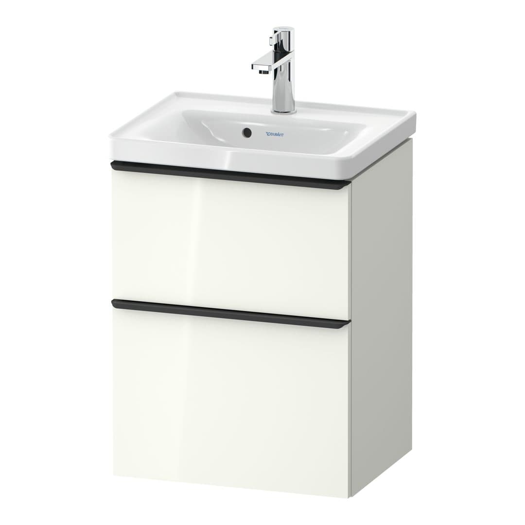 Duravit D-Neo – Έπιπλο Νιπτήρα – 484 mm, 2 συρτάρια, νιπτήρας κέντρο, 484 x 372 x 625 mm, Diamond black Matt – White High Gloss, Decor (DE43500BD220000)