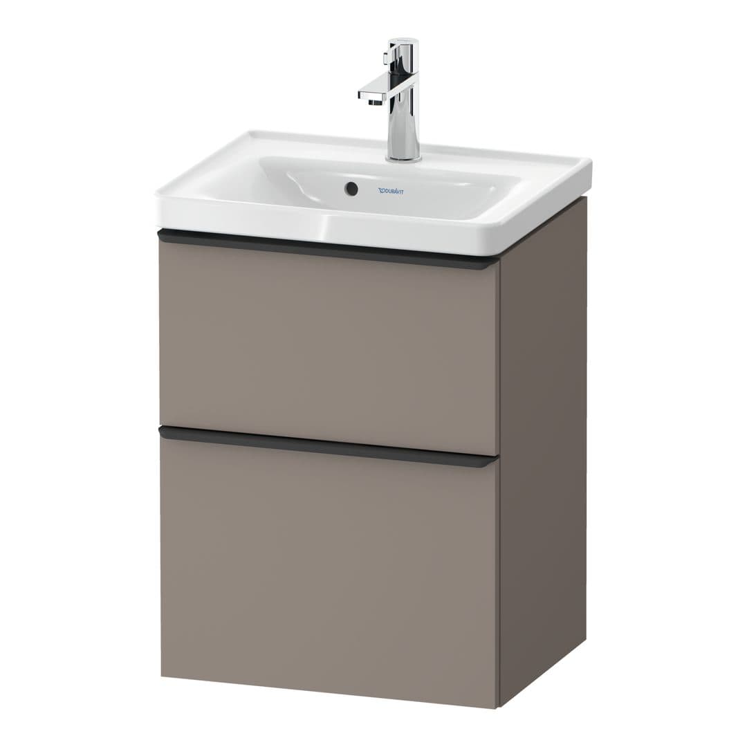 Duravit D-Neo – Έπιπλο Νιπτήρα – 484 mm, 2 συρτάρια, νιπτήρας κέντρο, 484 x 372 x 625 mm, Diamond black Matt – Basalte Matt, Decor (DE43500BD430000)