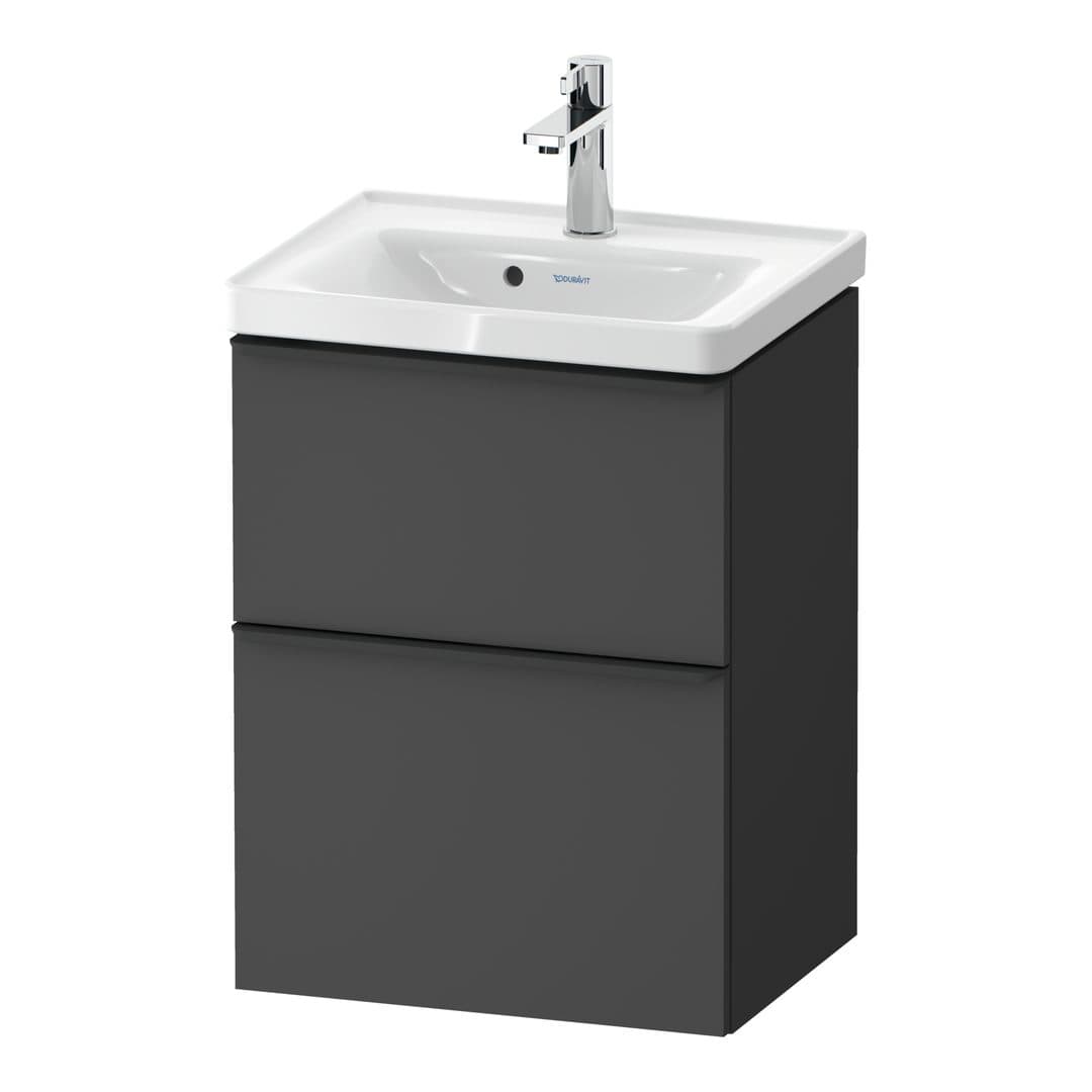Duravit D-Neo – Έπιπλο Νιπτήρα – 484 mm, 2 συρτάρια, νιπτήρας κέντρο, 484 x 372 x 625 mm, Diamond black Matt – Graphite Matt, Decor (DE43500BD490000)