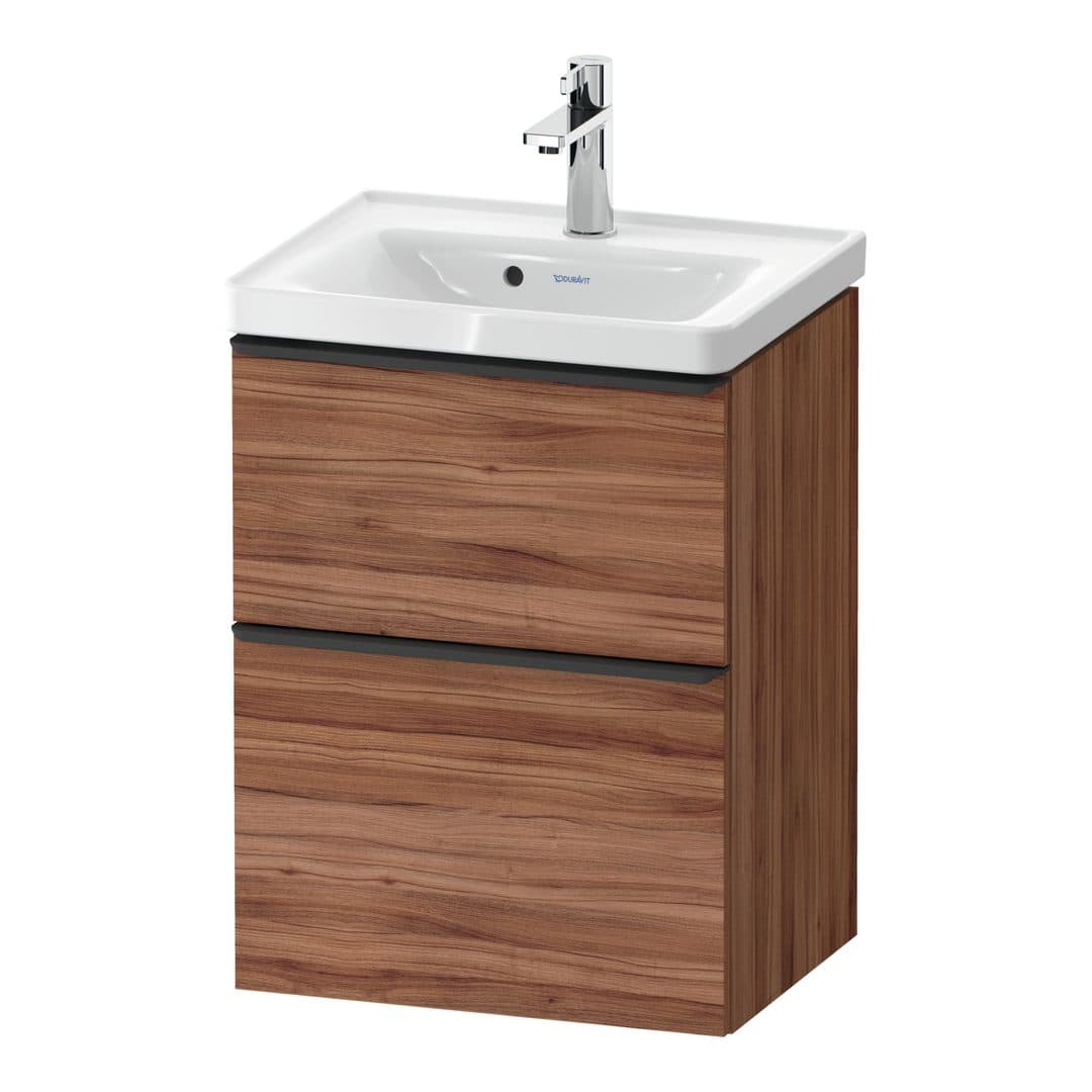Duravit D-Neo – Έπιπλο Νιπτήρα – 484 mm, 2 συρτάρια, νιπτήρας κέντρο, 484 x 372 x 625 mm, Diamond black Matt – Walnut Matt, Decor (DE43500BD790000)
