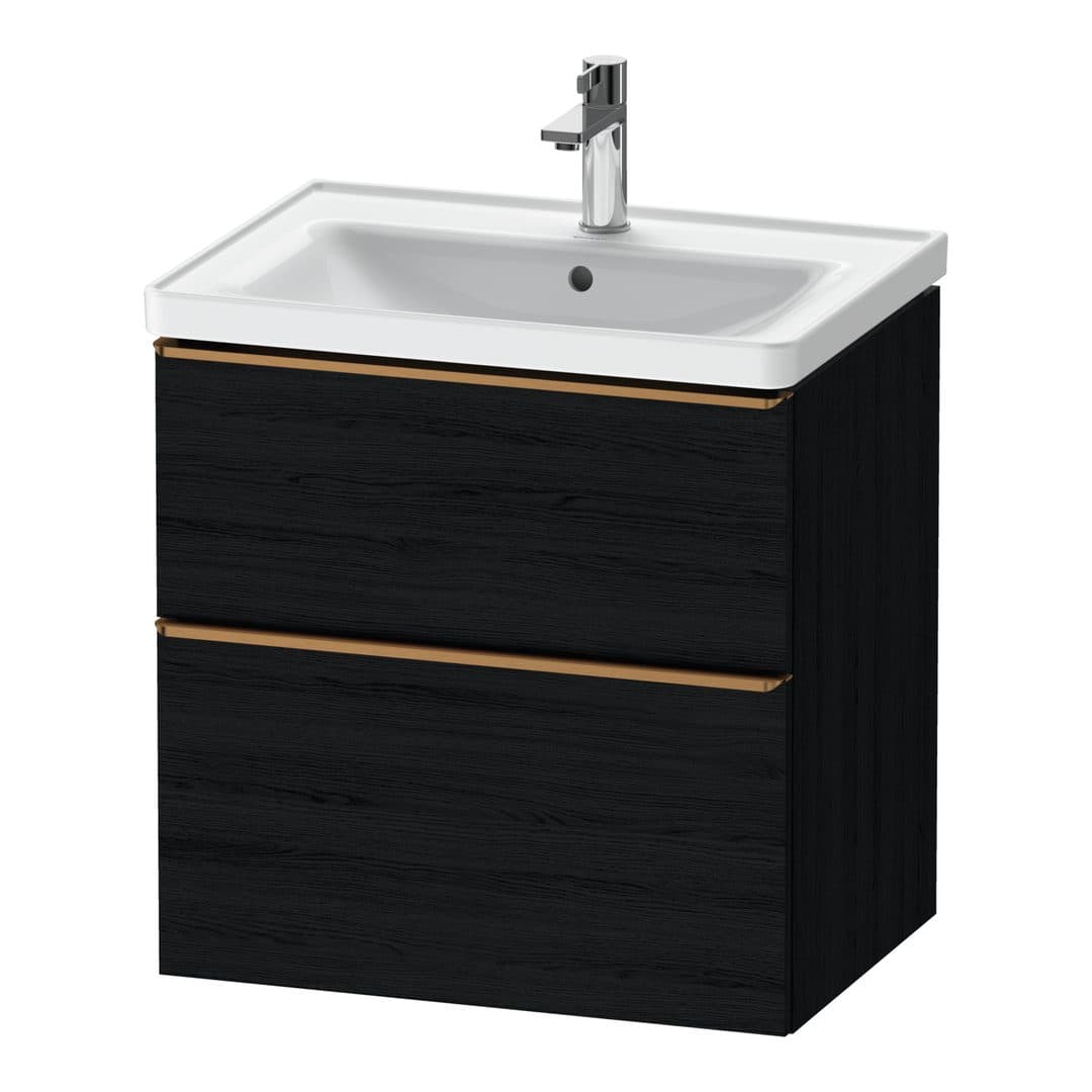 Duravit D-Neo – Έπιπλο Νιπτήρα – 634 mm, 2 συρτάρια, νιπτήρας κέντρο, Bronze Brushed – Black oak Matt, Decor (DE4354004160000)