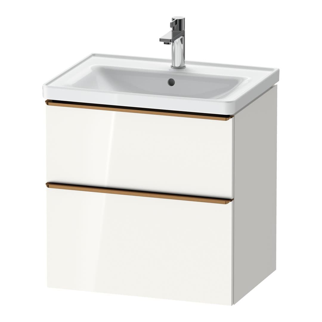 Duravit D-Neo – Έπιπλο Νιπτήρα – 634 mm, 2 συρτάρια, νιπτήρας κέντρο, Bronze Brushed – White High Gloss, Decor (DE4354004220000)