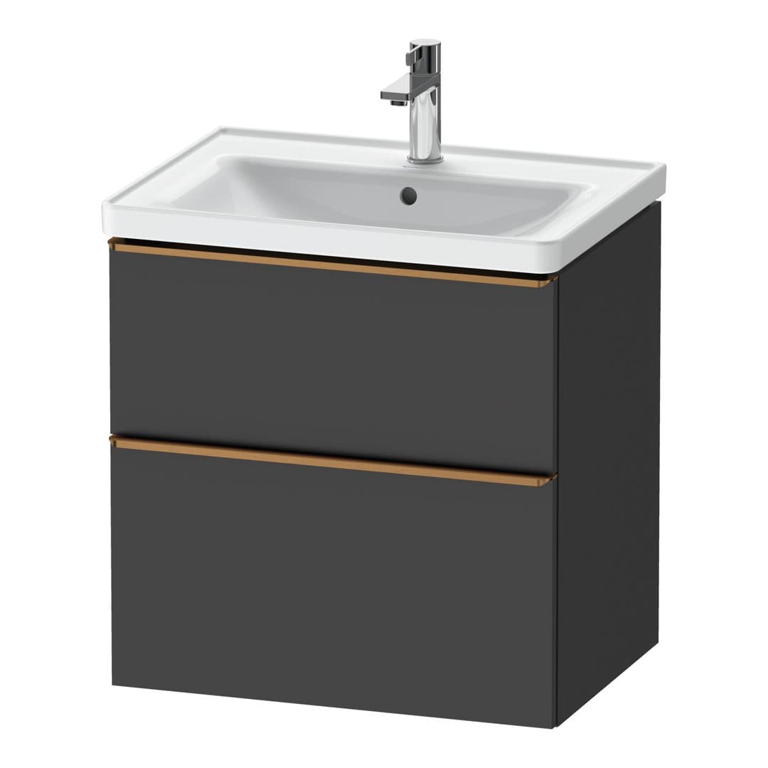 Duravit D-Neo – Έπιπλο Νιπτήρα – 634 mm, 2 συρτάρια, νιπτήρας κέντρο, Bronze Brushed – Graphite Matt, Decor (DE4354004490000)