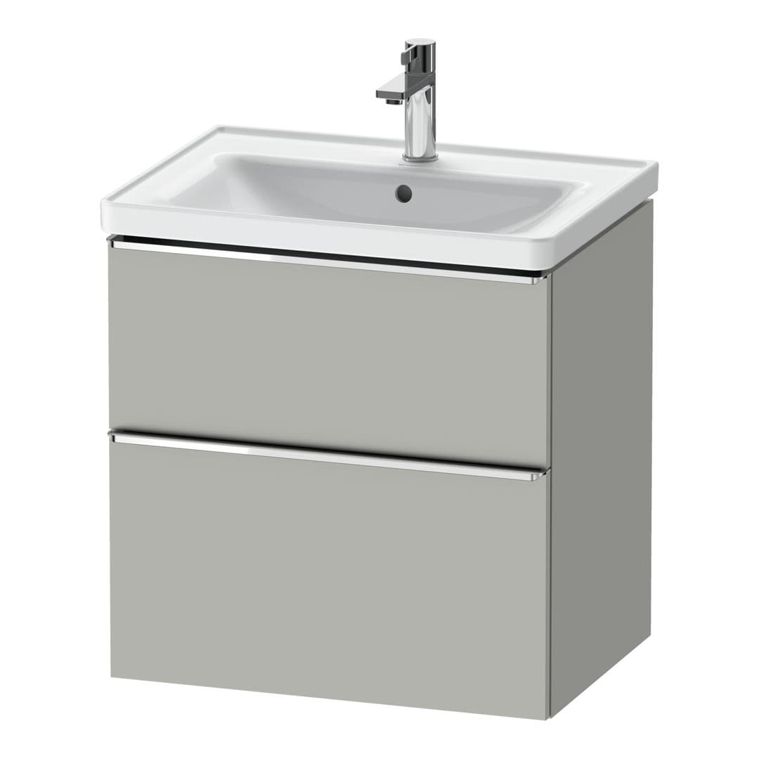 Duravit D-Neo – Έπιπλο Νιπτήρα – 634 mm, 2 συρτάρια, νιπτήρας κέντρο, Chrome High Gloss – Concrete grey Matt, Decor (DE4354010070000)
