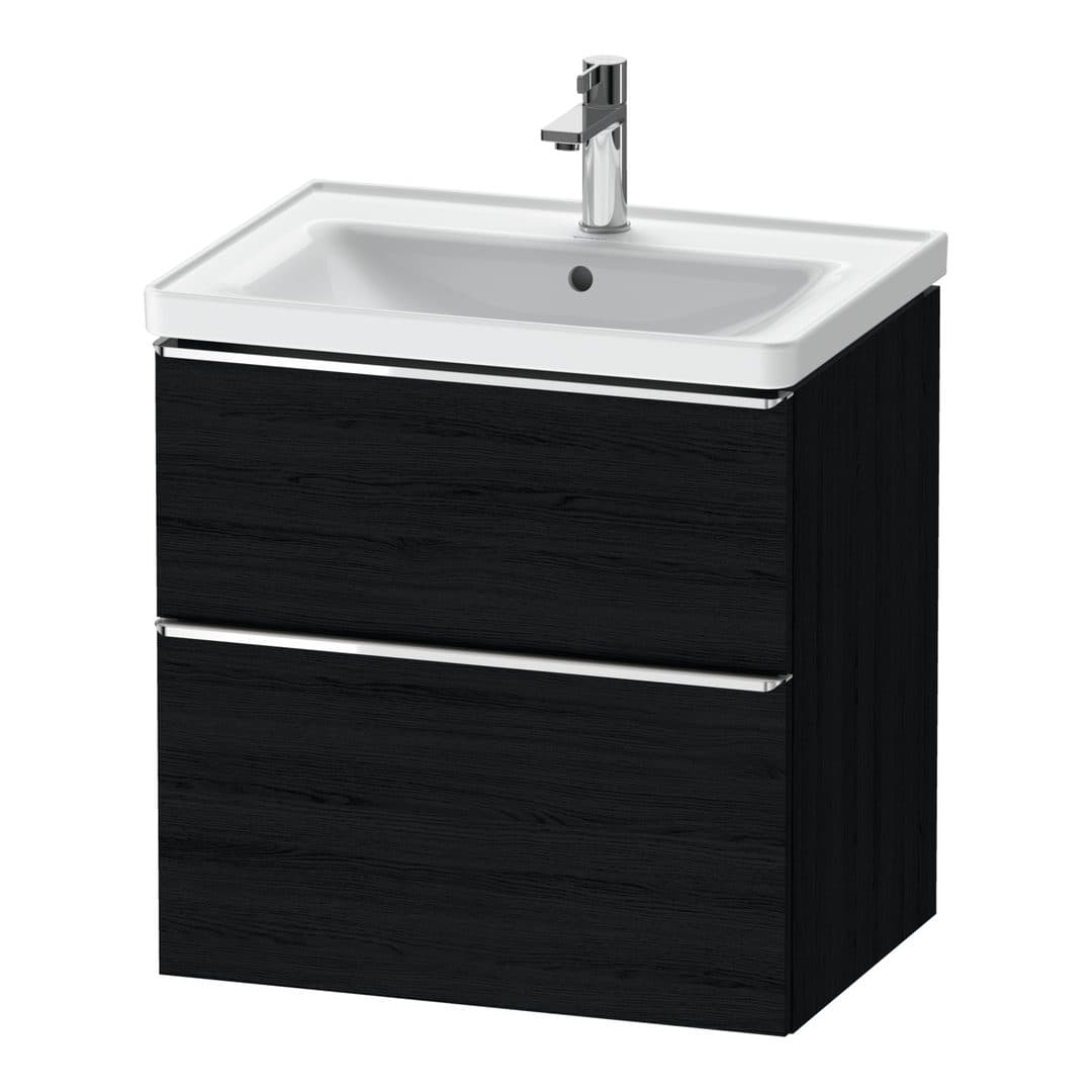 Duravit D-Neo – Έπιπλο Νιπτήρα – 634 mm, 2 συρτάρια, νιπτήρας κέντρο, Chrome High Gloss – Black oak Matt, Decor (DE4354010160000)