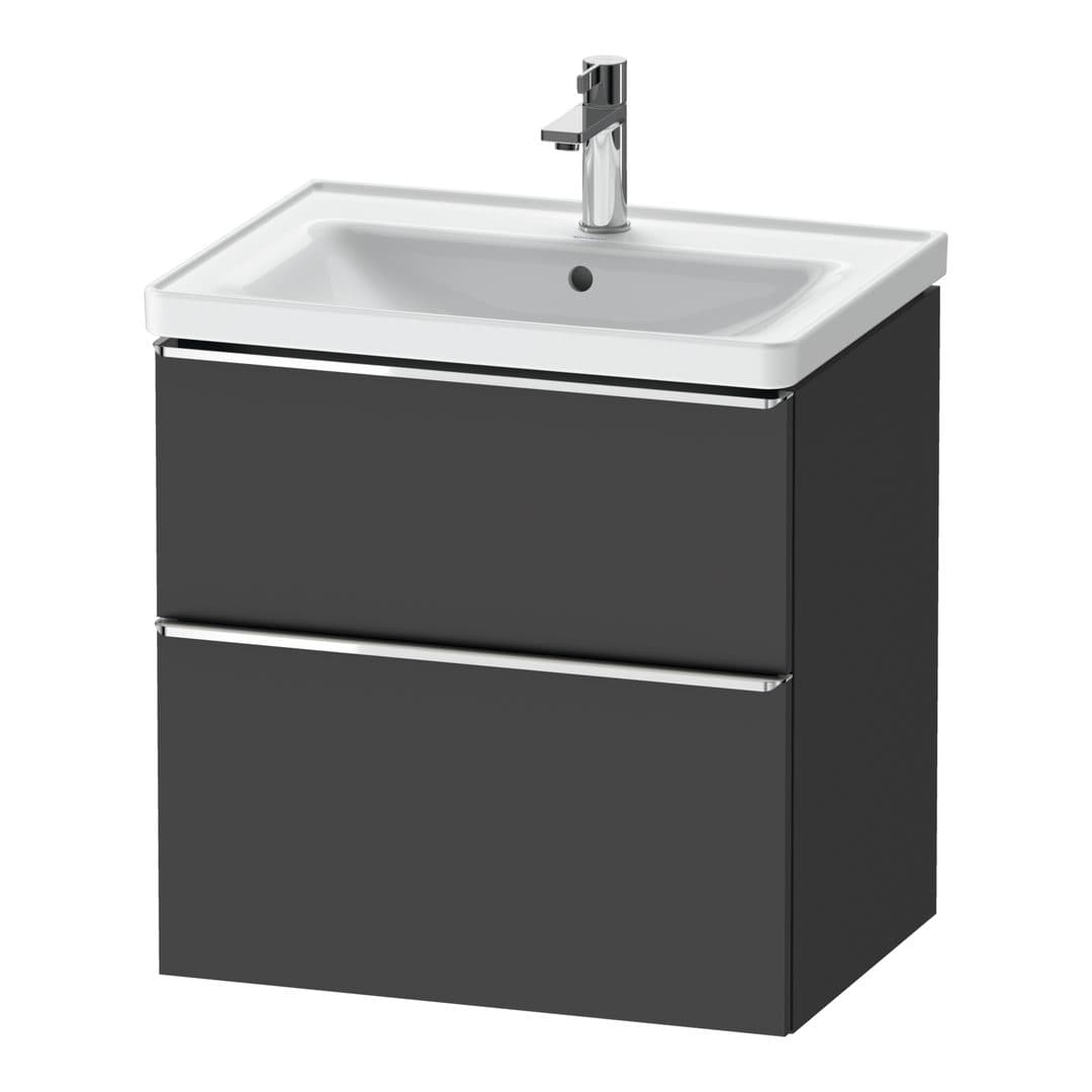 Duravit D-Neo – Έπιπλο Νιπτήρα – 634 mm, 2 συρτάρια, νιπτήρας κέντρο, Chrome High Gloss – Graphite Matt, Decor (DE4354010490000)