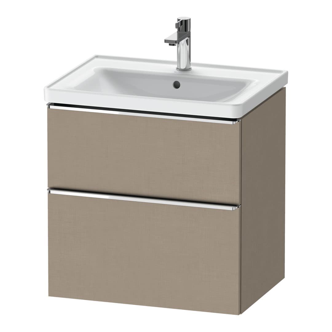 Duravit D-Neo – Έπιπλο Νιπτήρα – 634 mm, 2 συρτάρια, νιπτήρας κέντρο, Chrome High Gloss – Linen Matt, Decor (DE4354010750000)