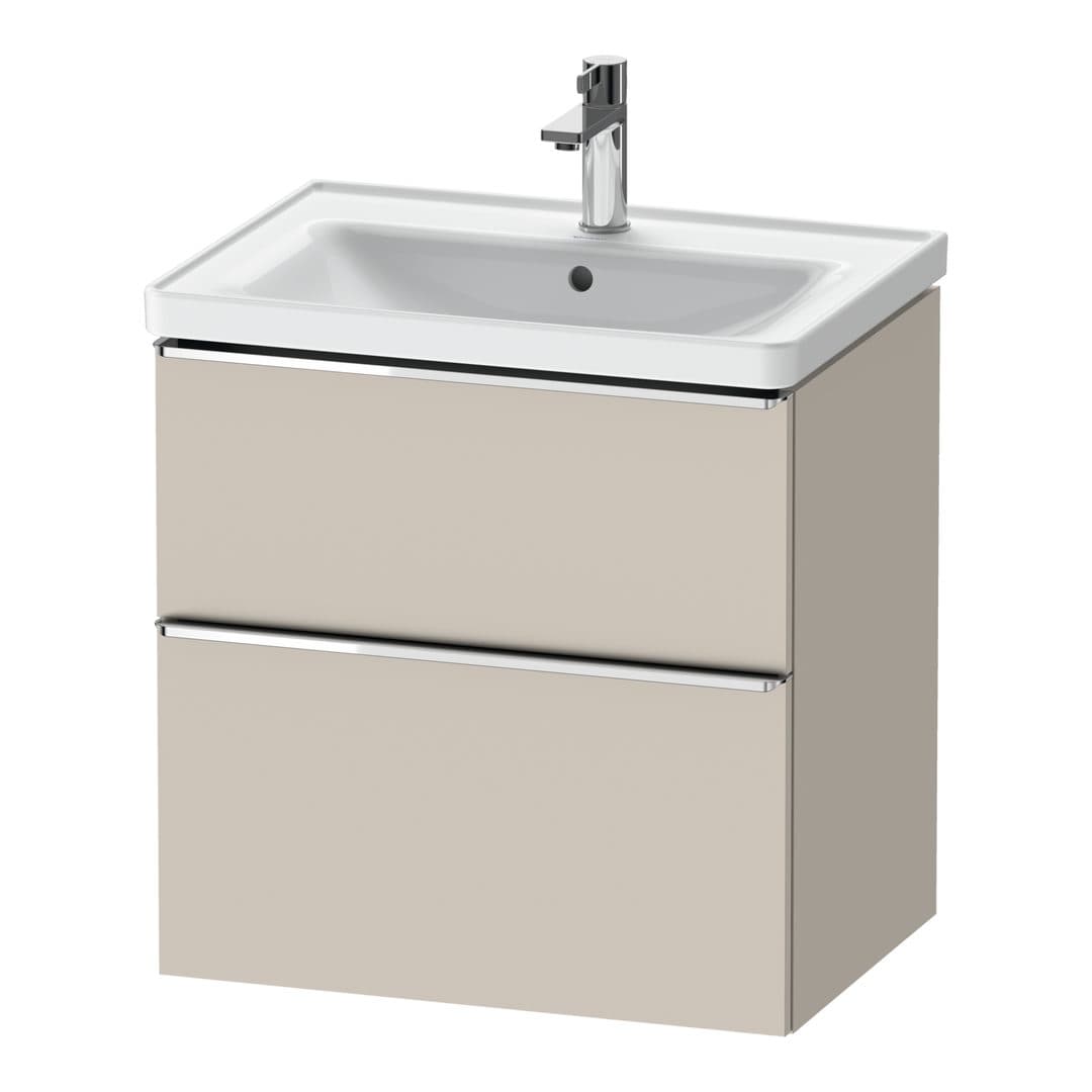 Duravit D-Neo – Έπιπλο Νιπτήρα – 634 mm, 2 συρτάρια, νιπτήρας κέντρο, Chrome High Gloss – Taupe Matt, Decor (DE4354010910000)