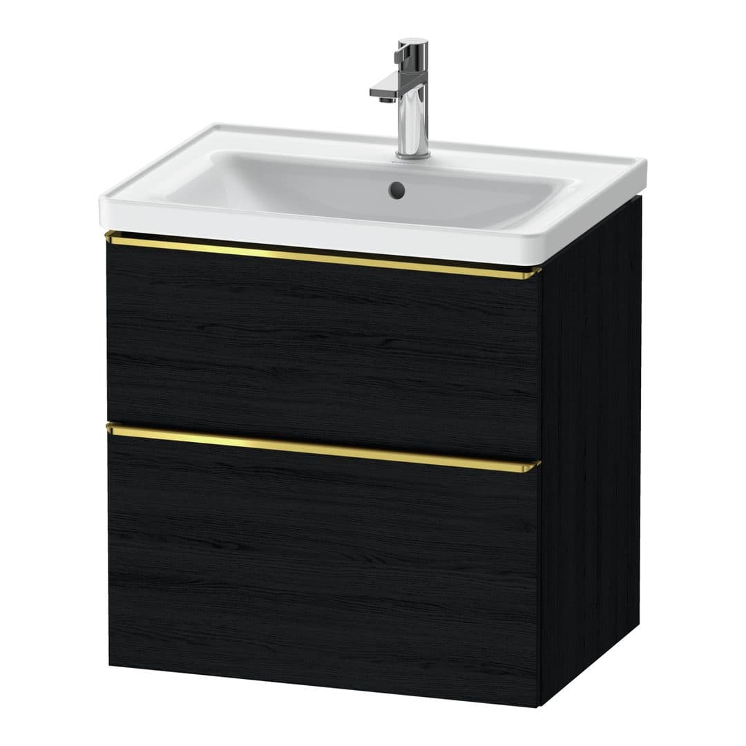 Duravit D-Neo – Έπιπλο Νιπτήρα – 634 mm, 2 συρτάρια, νιπτήρας κέντρο, Gold Polished – Black oak Matt, Decor (DE4354034160000)