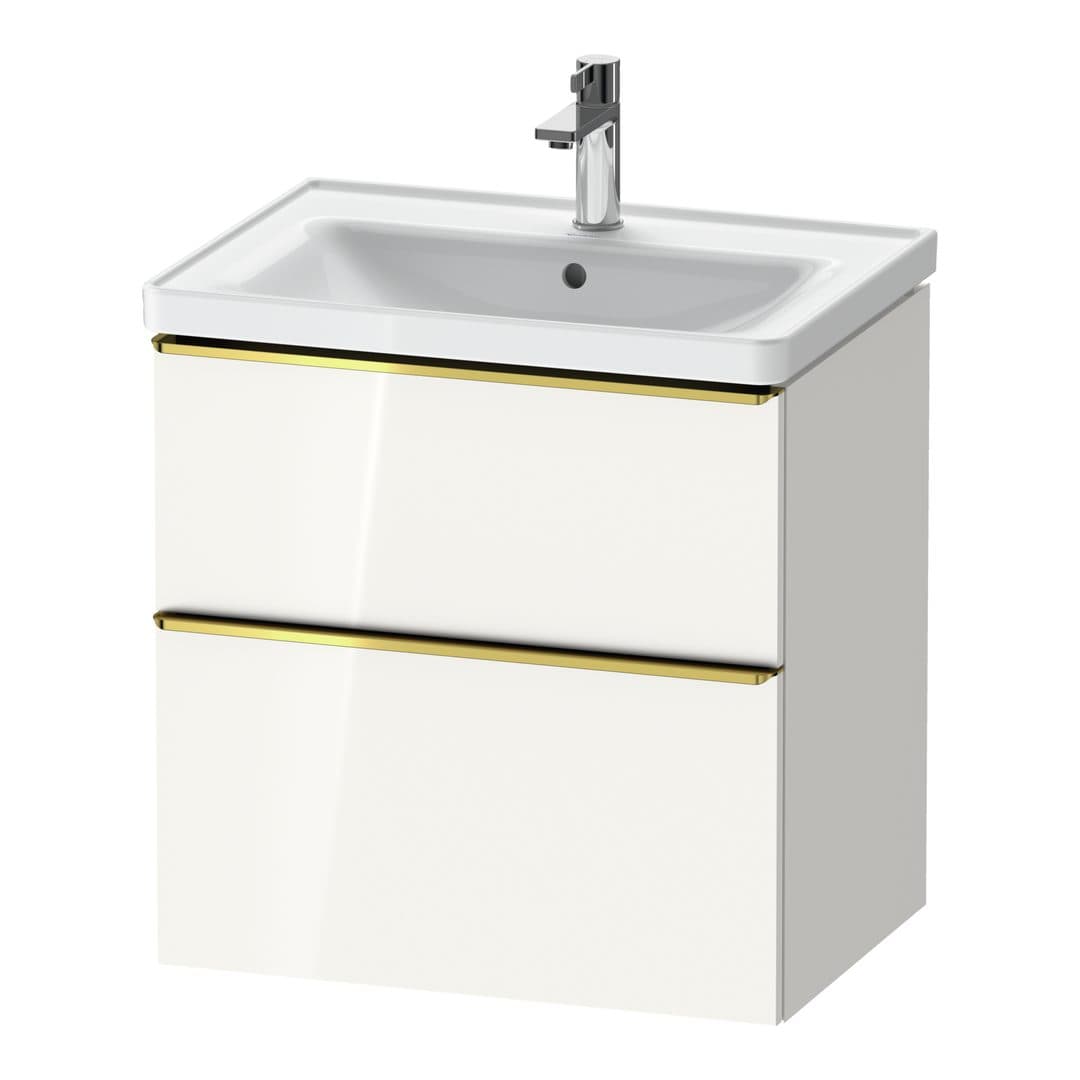 Duravit D-Neo – Έπιπλο Νιπτήρα – 634 mm, 2 συρτάρια, νιπτήρας κέντρο, Gold Polished – White High Gloss, Decor (DE4354034220000)