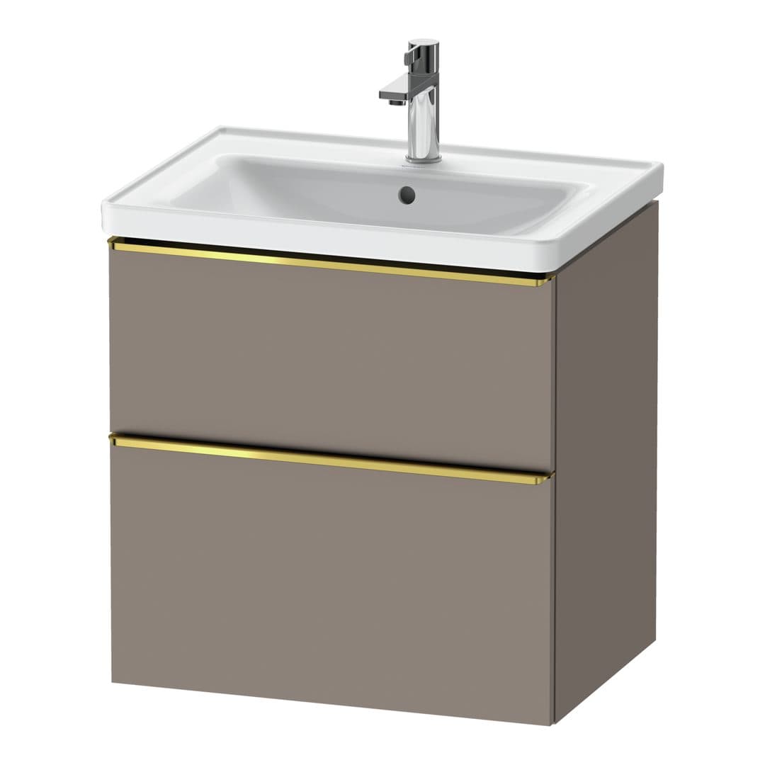 Duravit D-Neo – Έπιπλο Νιπτήρα – 634 mm, 2 συρτάρια, νιπτήρας κέντρο, Gold Polished – Basalte Matt, Decor (DE4354034430000)