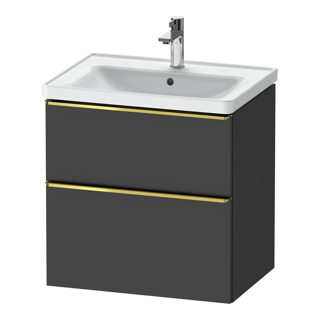 Duravit D-Neo – Έπιπλο Νιπτήρα – 634 mm, 2 συρτάρια, νιπτήρας κέντρο, Gold Polished – Graphite Matt, Decor (DE4354034490000)
