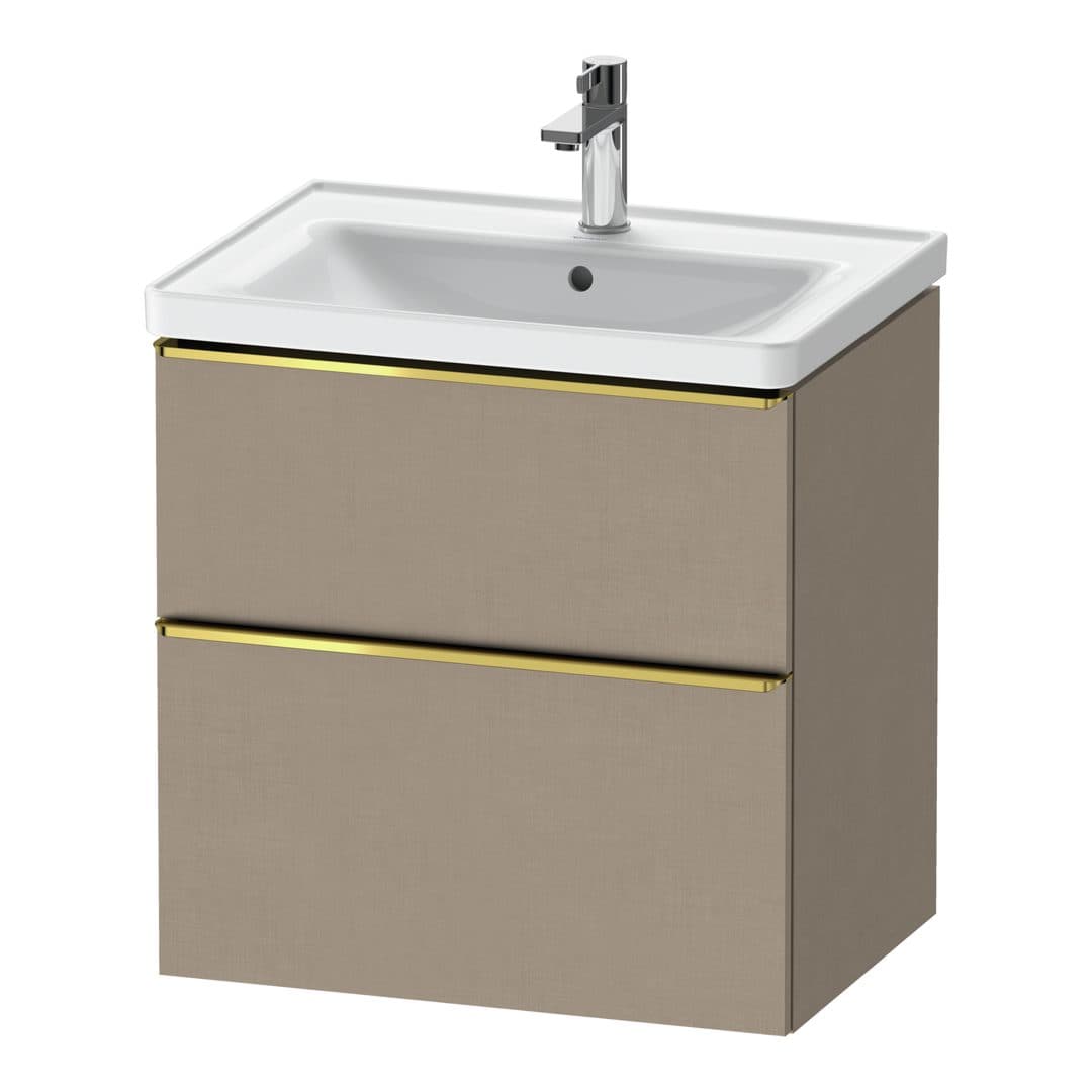Duravit D-Neo – Έπιπλο Νιπτήρα – 634 mm, 2 συρτάρια, νιπτήρας κέντρο, Gold Polished – Linen Matt, Decor (DE4354034750000)