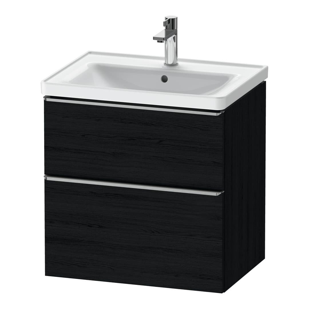 Duravit D-Neo – Έπιπλο Νιπτήρα – 634 mm, 2 συρτάρια, νιπτήρας κέντρο, Stainless steel Brushed – Black oak Matt, Decor (DE4354070160000)