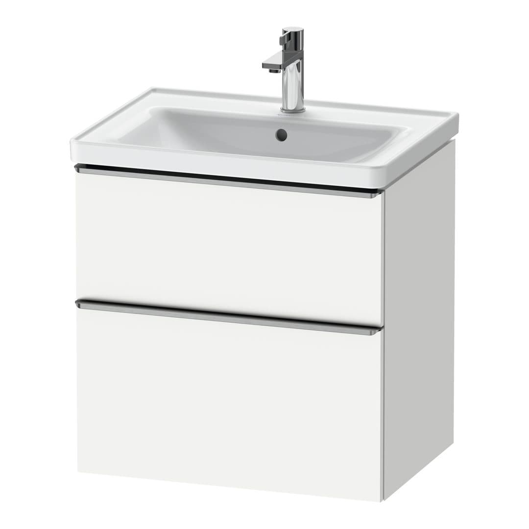 Duravit D-Neo – Έπιπλο Νιπτήρα – 634 mm, 2 συρτάρια, νιπτήρας κέντρο, Stainless steel Brushed – White Matt, Decor (DE4354070180000)