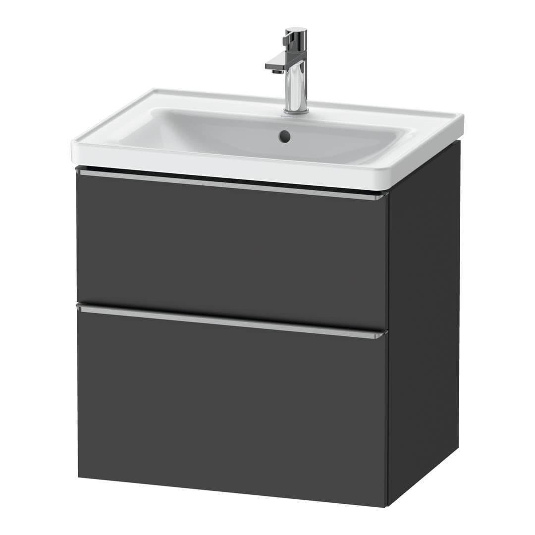 Duravit D-Neo – Έπιπλο Νιπτήρα – 634 mm, 2 συρτάρια, νιπτήρας κέντρο, Stainless steel Brushed – Graphite Matt, Decor (DE4354070490000)