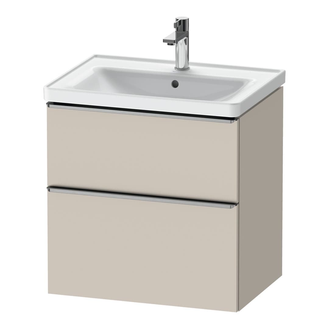 Duravit D-Neo – Έπιπλο Νιπτήρα – 634 mm, 2 συρτάρια, νιπτήρας κέντρο, Stainless steel Brushed – Taupe Matt, Decor (DE4354070910000)