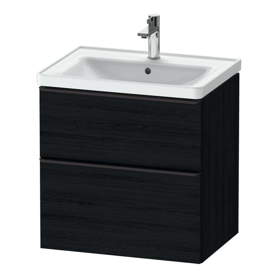 Duravit D-Neo – Έπιπλο Νιπτήρα – 634 mm, 2 συρτάρια, νιπτήρας κέντρο, Diamond black Matt – Black oak Matt, Decor (DE43540BD160000)