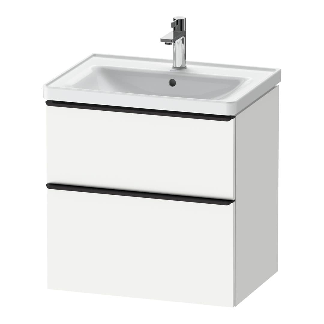 Duravit D-Neo – Έπιπλο Νιπτήρα – 634 mm, 2 συρτάρια, νιπτήρας κέντρο, Diamond black Matt – White Matt, Decor (DE43540BD180000)