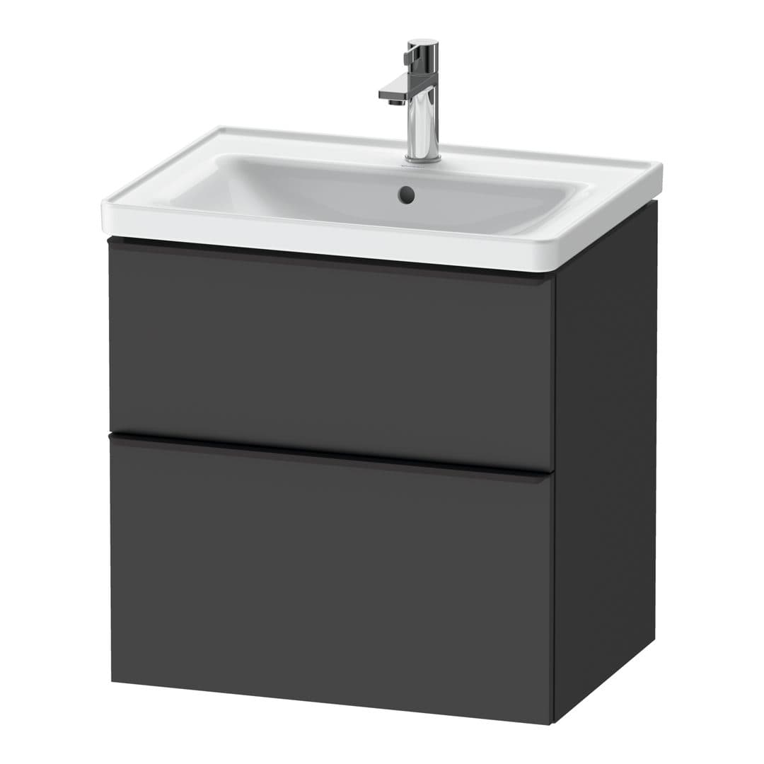 Duravit D-Neo – Έπιπλο Νιπτήρα – 634 mm, 2 συρτάρια, νιπτήρας κέντρο, Diamond black Matt – Graphite Matt, Decor (DE43540BD490000)