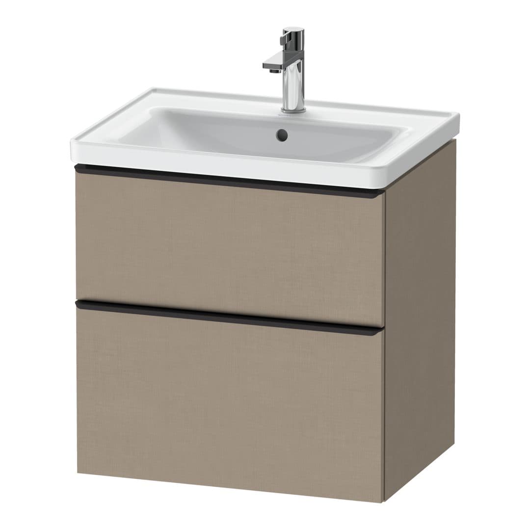 Duravit D-Neo – Έπιπλο Νιπτήρα – 634 mm, 2 συρτάρια, νιπτήρας κέντρο, Diamond black Matt – Linen Matt, Decor (DE43540BD750000)