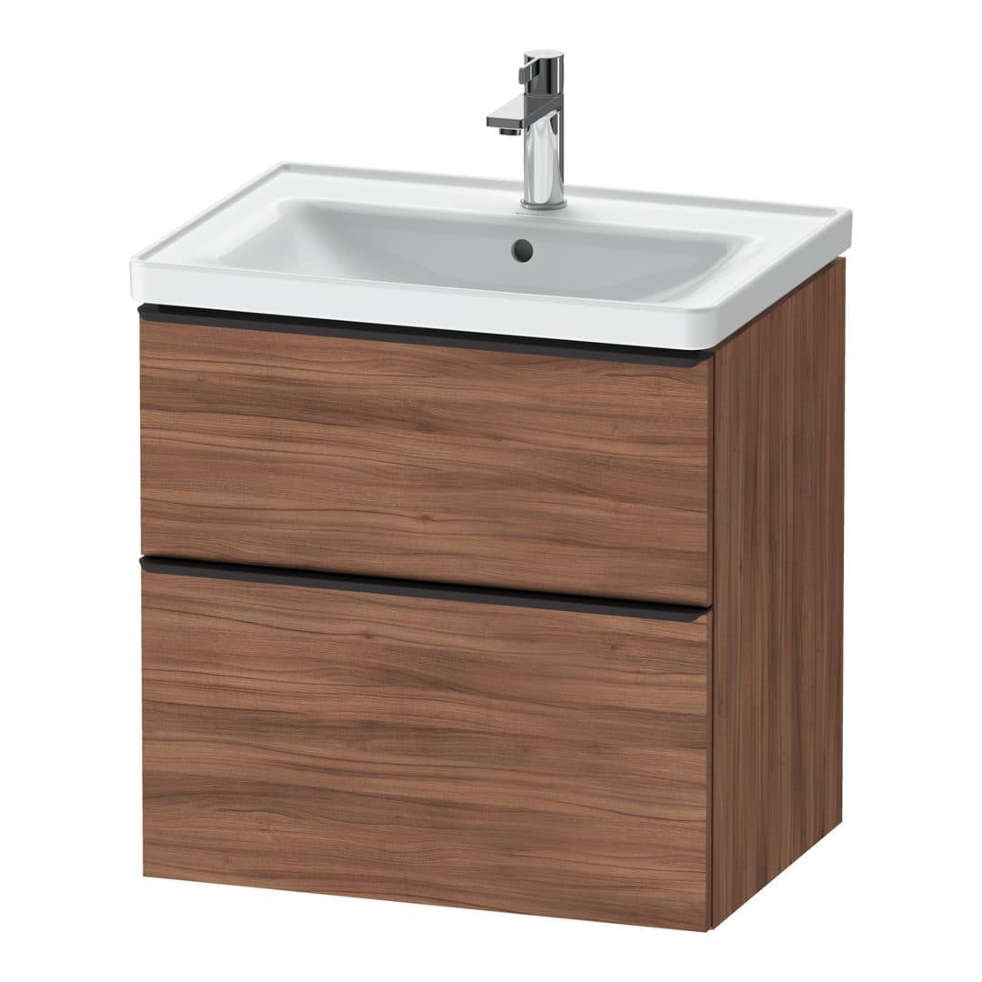 Duravit D-Neo – Έπιπλο Νιπτήρα – 634 mm, 2 συρτάρια, νιπτήρας κέντρο, Diamond black Matt – Walnut Matt, Decor (DE43540BD790000)
