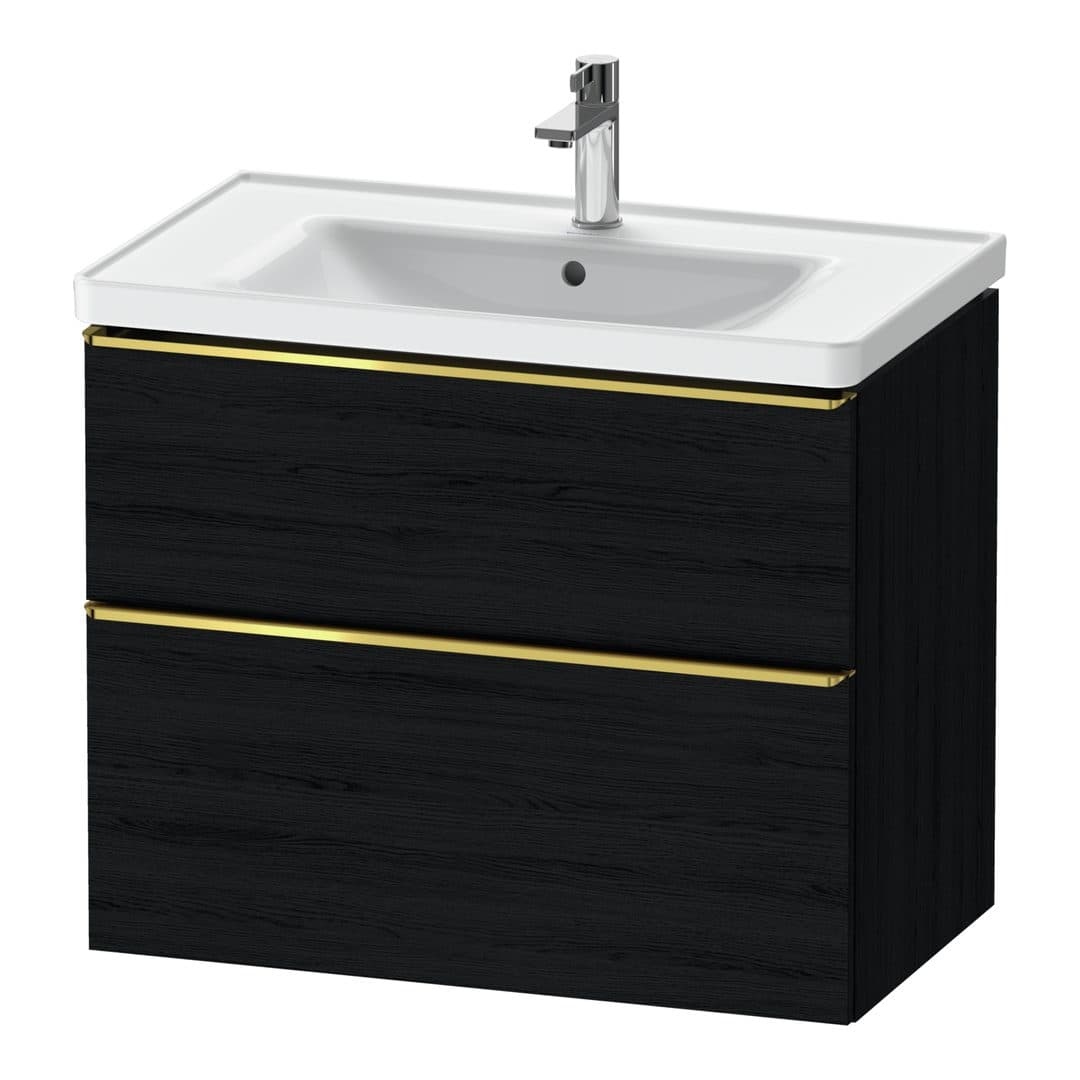 Duravit D-Neo – Έπιπλο Νιπτήρα – 784 mm, 2 συρτάρια, νιπτήρας κέντρο, 784 x 452 x 625 mm, Gold Polished – Black oak Matt, Decor (DE4355034160000)