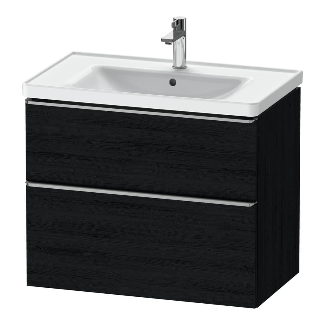 Duravit D-Neo – Έπιπλο Νιπτήρα – 784 mm, 2 συρτάρια, νιπτήρας κέντρο, 784 x 452 x 625 mm, Stainless steel Brushed – Black oak Matt, Decor (DE4355070160000)