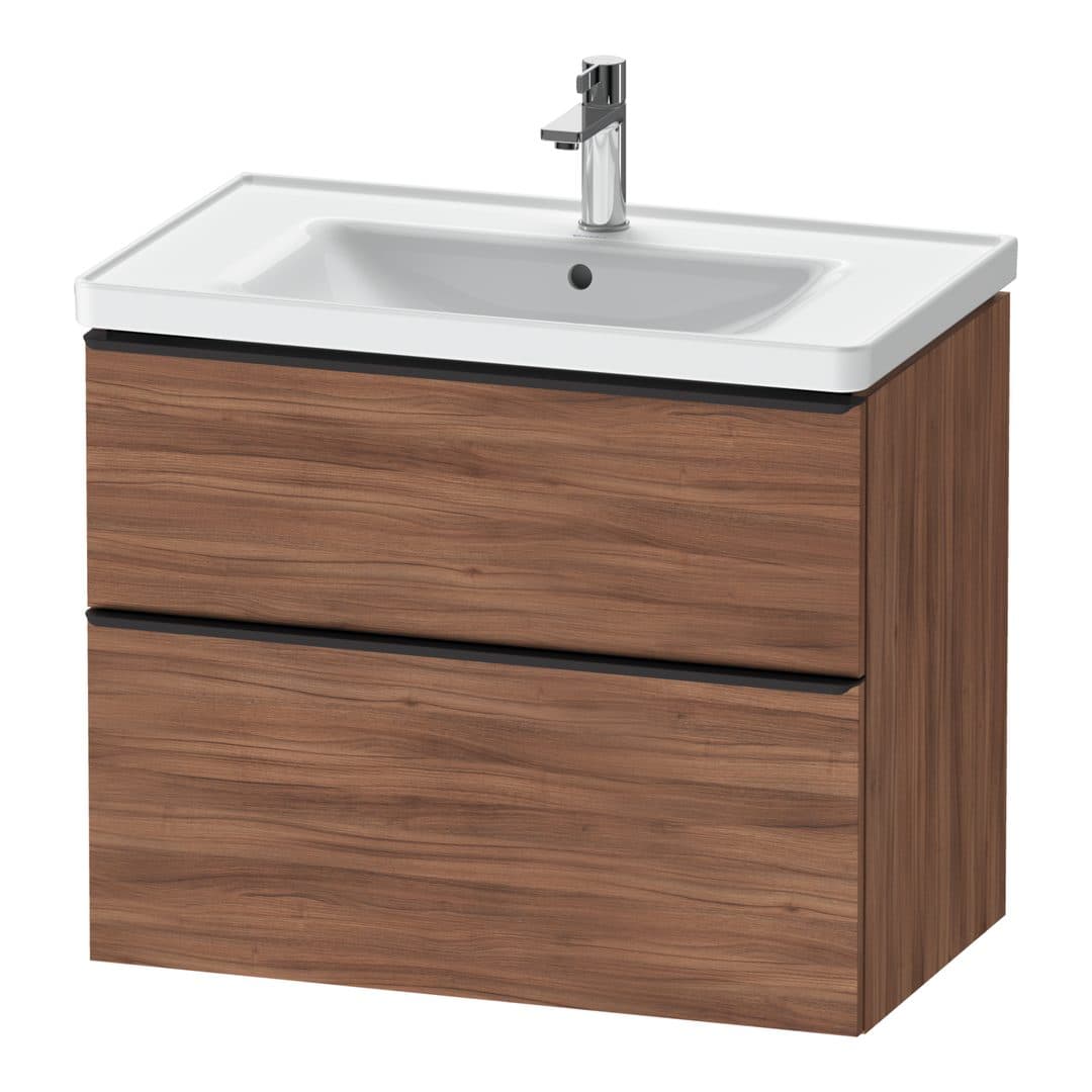Duravit D-Neo – Έπιπλο Νιπτήρα – 784 mm, 2 συρτάρια, νιπτήρας κέντρο, 784 x 452 x 625 mm, Diamond black Matt – Walnut Matt, Decor (DE43550BD790000)