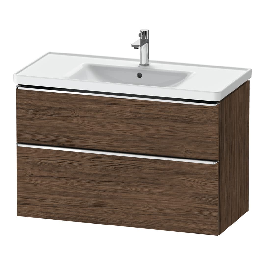 Duravit D-Neo – Έπιπλο Νιπτήρα – 984 mm, 2 συρτάρια, νιπτήρας κέντρο, 984 x 452 x 625 mm, Chrome High Gloss – Walnut dark Matt, Decor (DE4356010210000)