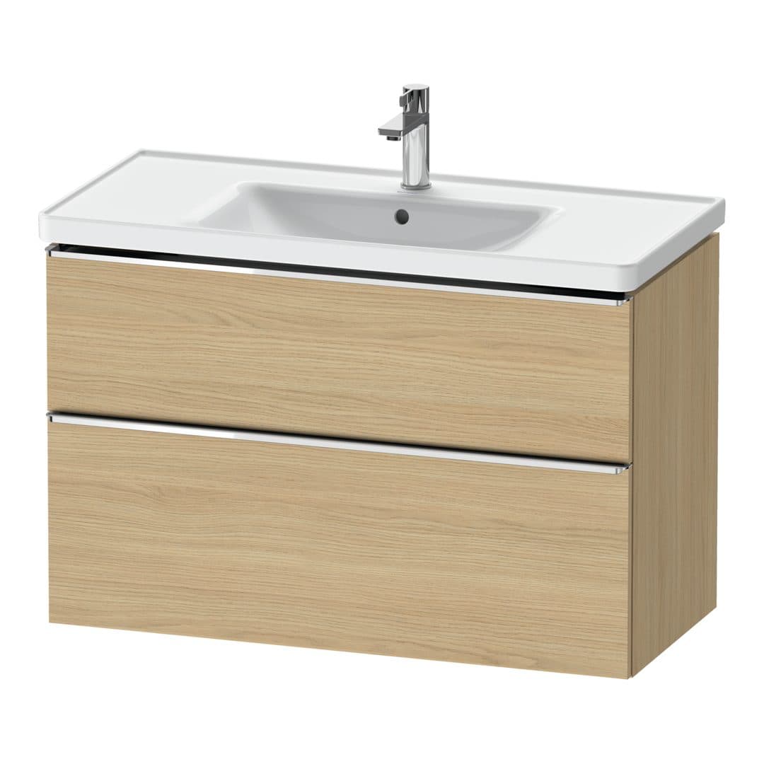 Duravit D-Neo – Έπιπλο Νιπτήρα – 984 mm, 2 συρτάρια, νιπτήρας κέντρο, 984 x 452 x 625 mm, Chrome High Gloss – Natural oak, Decor (DE4356010300000)