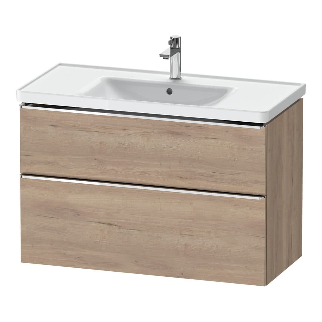 Duravit D-Neo – Έπιπλο Νιπτήρα – 984 mm, 2 συρτάρια, νιπτήρας κέντρο, 984 x 452 x 625 mm, Chrome High Gloss – Marbled Oak Matt, Decor (DE4356010550000)