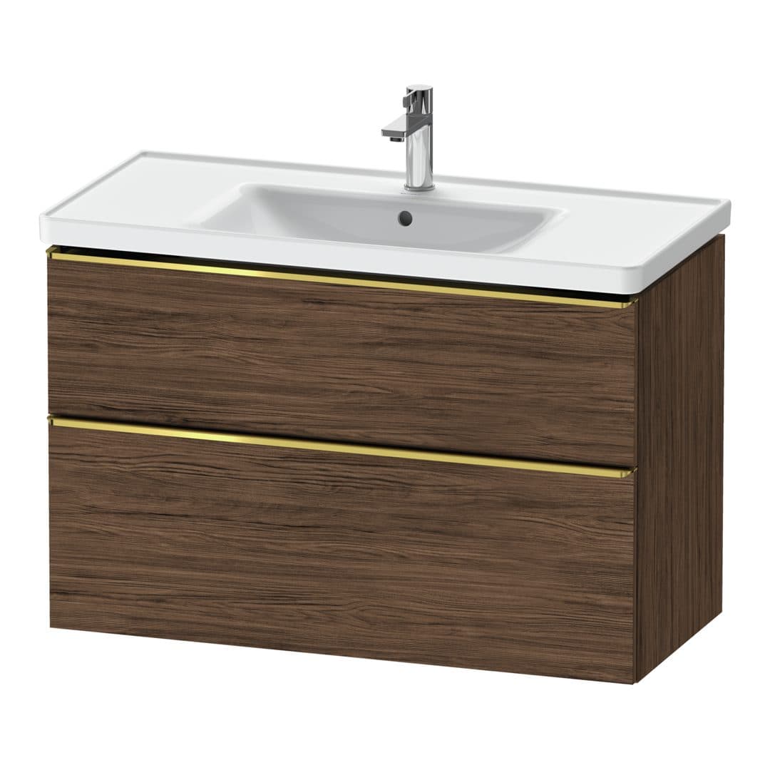 Duravit D-Neo – Έπιπλο Νιπτήρα – 984 mm, 2 συρτάρια, νιπτήρας κέντρο, 984 x 452 x 625 mm, Gold Polished – Walnut dark Matt, Decor (DE4356034210000)