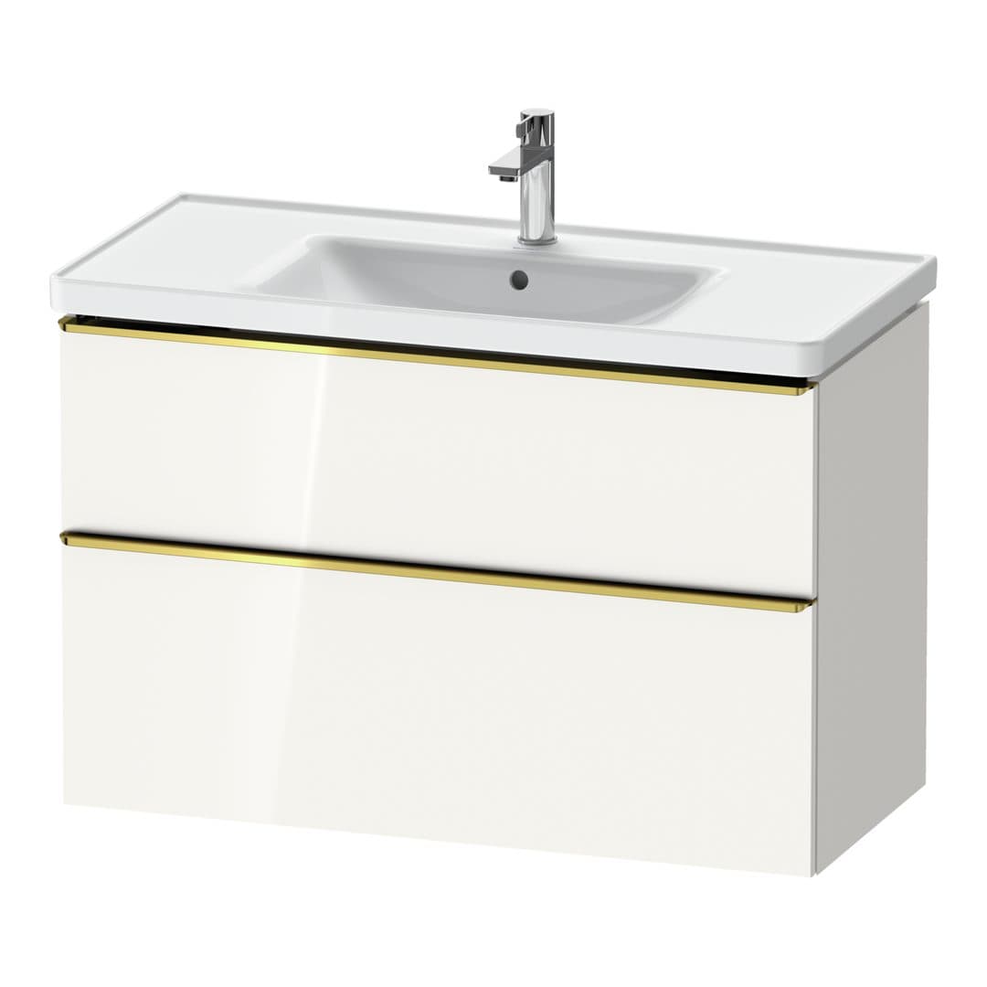 Duravit D-Neo – Έπιπλο Νιπτήρα – 984 mm, 2 συρτάρια, νιπτήρας κέντρο, 984 x 452 x 625 mm, Gold Polished – White High Gloss, Decor (DE4356034220000)