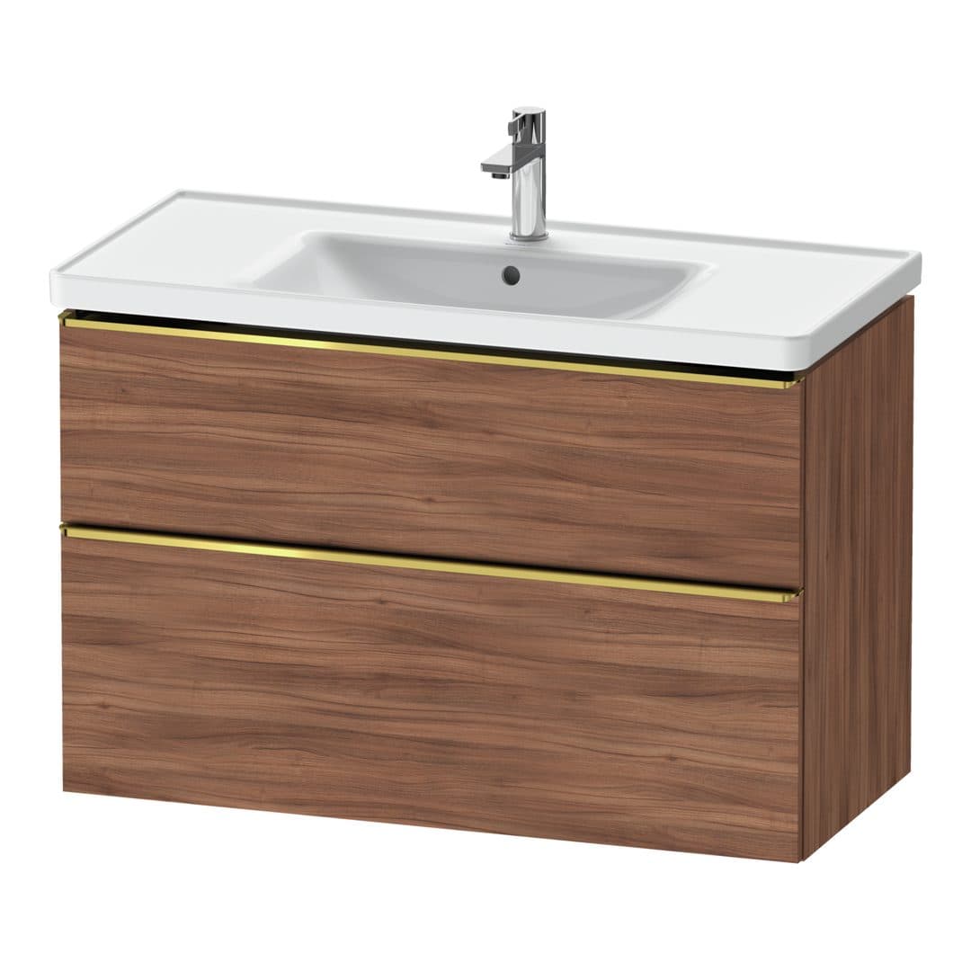 Duravit D-Neo – Έπιπλο Νιπτήρα – 984 mm, 2 συρτάρια, νιπτήρας κέντρο, 984 x 452 x 625 mm, Gold Polished – Walnut Matt, Decor (DE4356034790000)