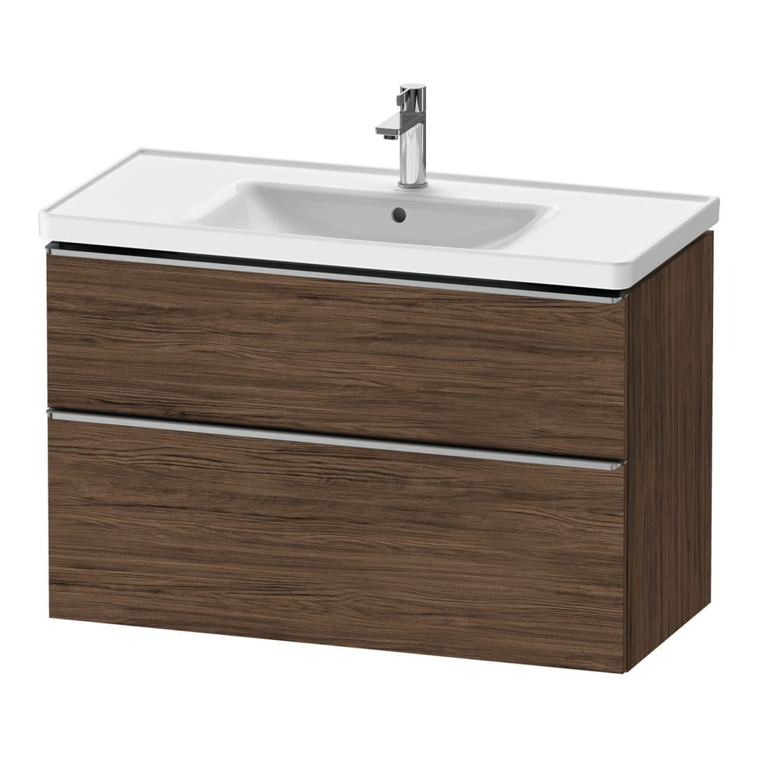 Duravit D-Neo – Έπιπλο Νιπτήρα – 984 mm, 2 συρτάρια, νιπτήρας κέντρο, 984 x 452 x 625 mm, Stainless steel Brushed – Walnut dark Matt, Decor (DE4356070210000)