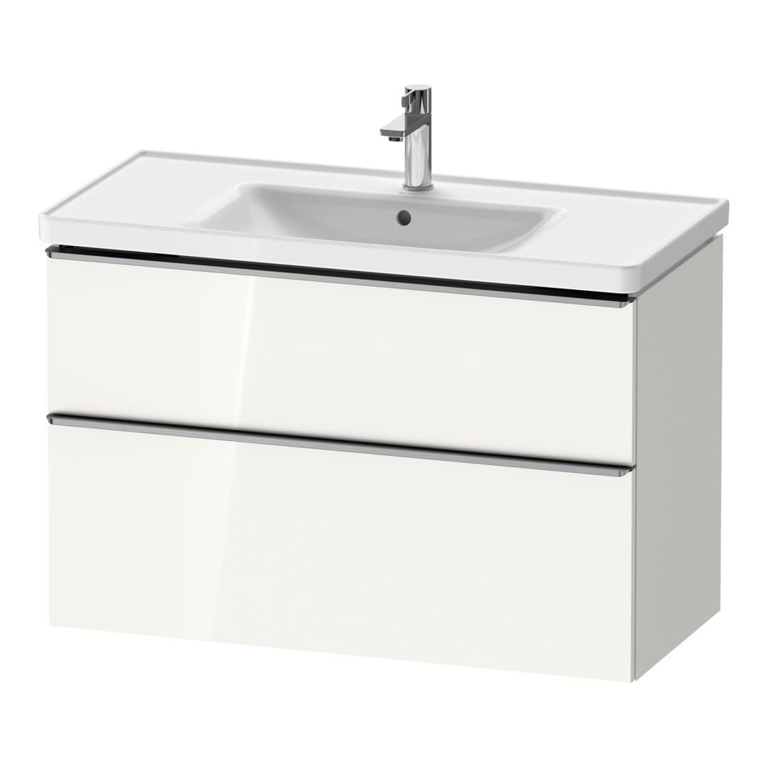 Duravit D-Neo – Έπιπλο Νιπτήρα – 984 mm, 2 συρτάρια, νιπτήρας κέντρο, 984 x 452 x 625 mm, Stainless steel Brushed – White High Gloss, Decor (DE4356070220000)