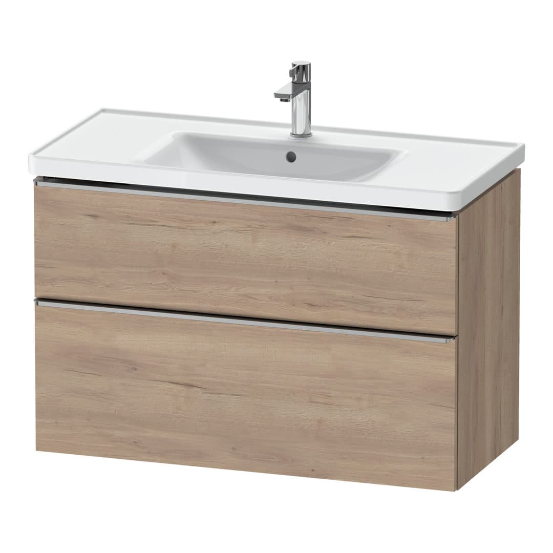 Duravit D-Neo – Έπιπλο Νιπτήρα – 984 mm, 2 συρτάρια, νιπτήρας κέντρο, 984 x 452 x 625 mm, Stainless steel Brushed – Marbled Oak Matt, Decor (DE4356070550000)