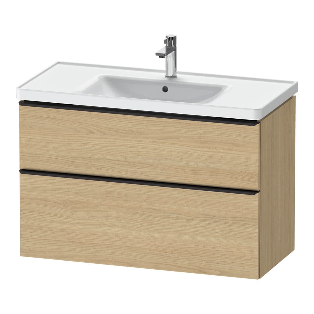 Duravit D-Neo – Έπιπλο Νιπτήρα – 984 mm, 2 συρτάρια, νιπτήρας κέντρο, 984 x 452 x 625 mm, Diamond black Matt – Natural oak, Decor (DE43560BD300000)