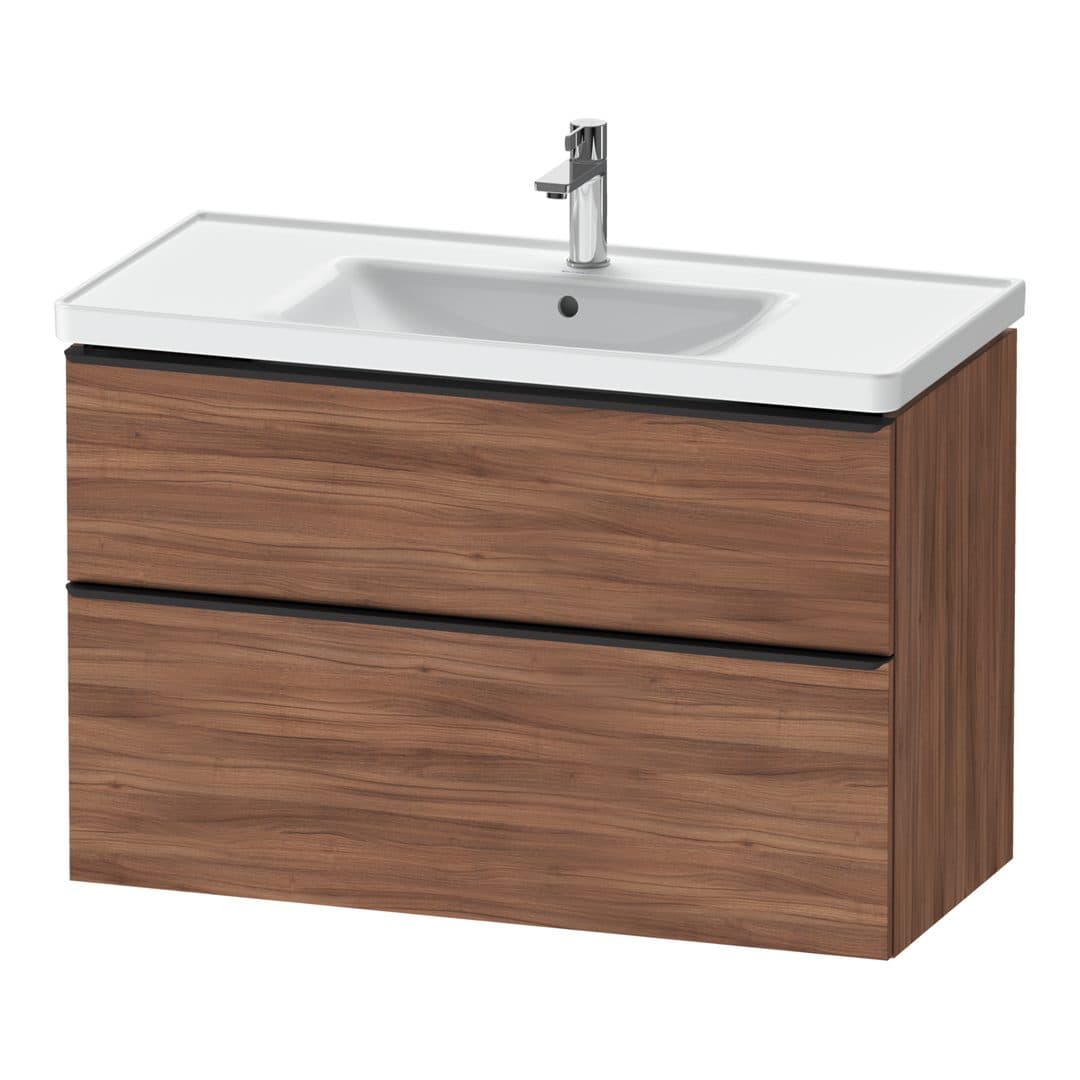 Duravit D-Neo – Έπιπλο Νιπτήρα – 984 mm, 2 συρτάρια, νιπτήρας κέντρο, 984 x 452 x 625 mm, Diamond black Matt – Walnut Matt, Decor (DE43560BD790000)