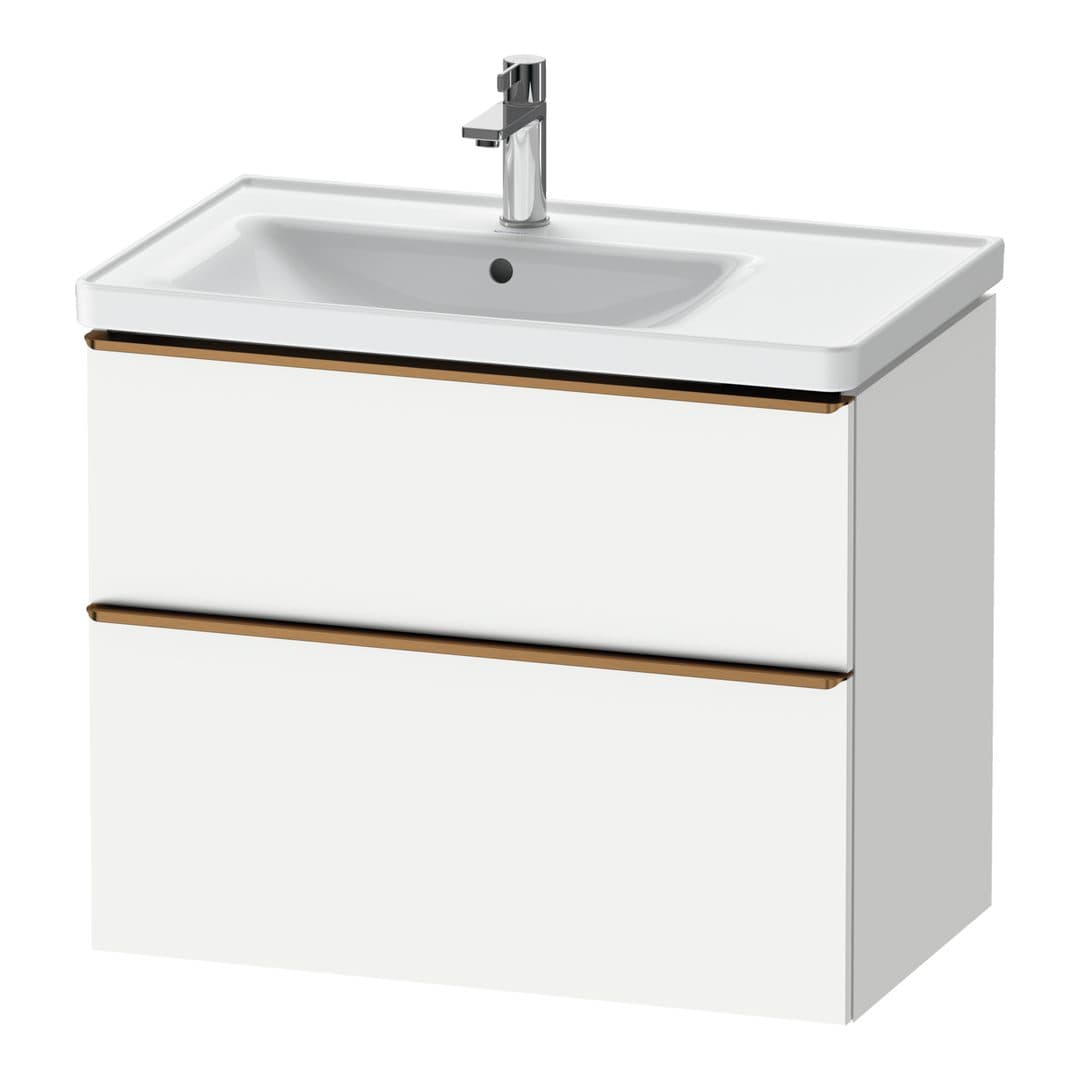 Duravit D-Neo – Έπιπλο Νιπτήρα – 784 mm, 2 συρτάρια, νιπτήρας αριστερά, Bronze Brushed – White Matt, Decor (DE4357004180000)