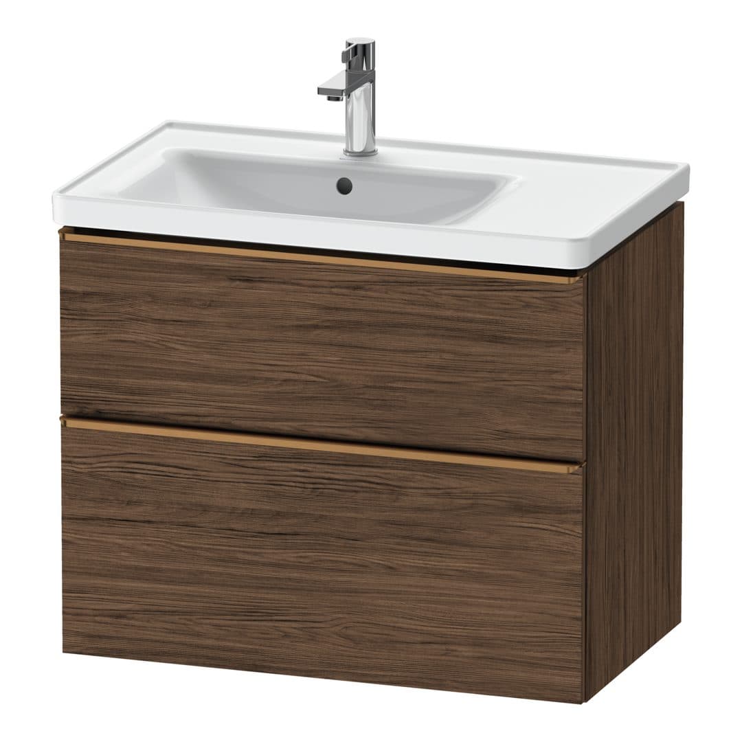 Duravit D-Neo – Έπιπλο Νιπτήρα – 784 mm, 2 συρτάρια, νιπτήρας αριστερά, Bronze Brushed – Walnut dark Matt, Decor (DE4357004210000)